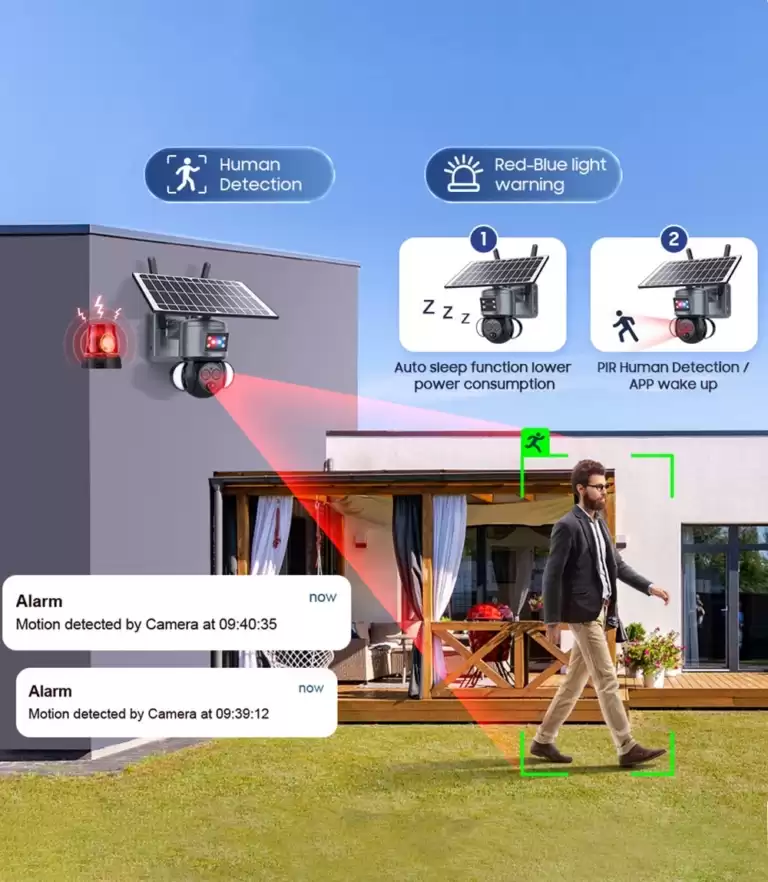PIR Human Detection &Red-Blue light warning