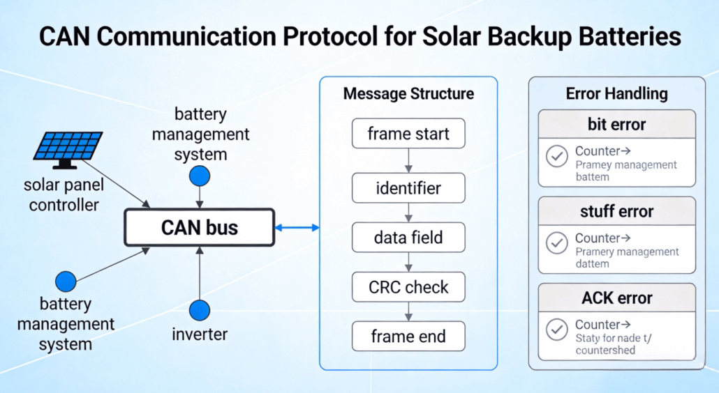 CAN Communication Protocol for Solar Backup Batteries